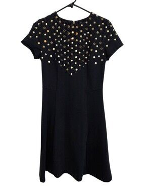 MICHAEL Michael Kors Dark Blue Gold Embellishment Short Sleeve Dress Size 2